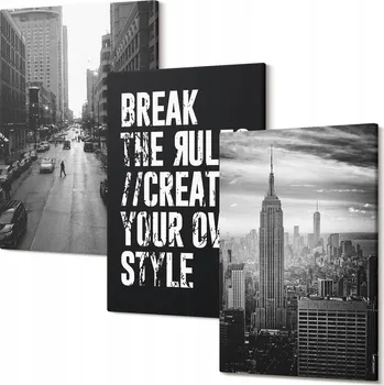 Obraz Dekorativní Triptych na Zeď Ulice města černobílá inspirace 30x20 cm