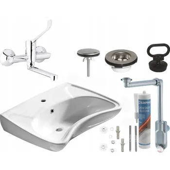 Závěsná asymetrická umyvadlo Sapho bílé