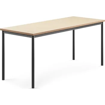 Jídelní stůl Stůl SONITUS, 1800x700x760 mm, antracitově šedé nohy, deska s linoleem, béžová