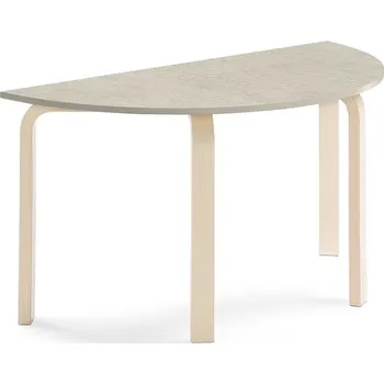 Zahradní stůl Stůl ELTON, půlkruh, 1200x600x640 mm, bříza, akustické linoleum, šedá
