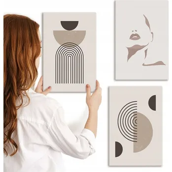 Obraz Sada obrazů na zeď Abstraktní tvary a tvář 3x 20x30 cm