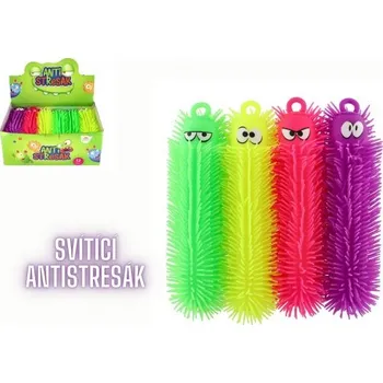 Housenka antistresová mačkací silikon 30cm na baterie se světlem - 4 barvy