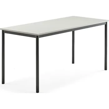 Jídelní stůl Stůl SONITUS, 1600x700x760 mm, antracitově šedé nohy, HPL deska tlumící hluk, šedá