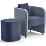Nábytková sestava COMFY, křeslo a taburet, vlněný potah, blankytně modrá/námořnická modrá