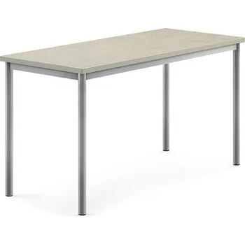 Jídelní stůl Stůl SONITUS, 1400x600x720 mm, stříbrné nohy, deska s linoleem, šedá