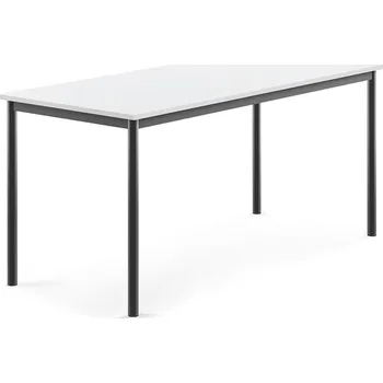 Jídelní stůl Stůl SONITUS, 1600x700x720 mm, antracitově šedé nohy, HPL deska tlumící hluk, bílá