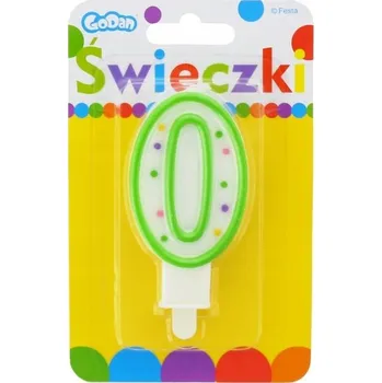Svíčka ČÍSLICE 0 Svíčka K NAROZENINÁM s puntíky ZELENÁ 7,5 cm DLOUHO HOŘÍ