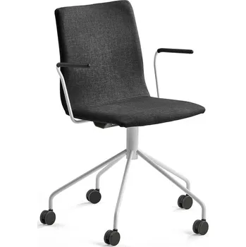 Jednací židle Konferenční židle OTTAWA, s kolečky a područkami, černá, bílý rám