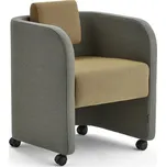 Křeslo COMFY, s kolečky, vlněný potah, tyrkysovo-oranžová/zlatá