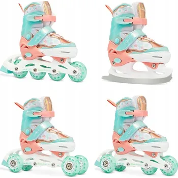 Kolečkové brusle Brusle 4v1 Raven Isla Orange/Mint svítící kola LED Velikost bruslí: EU 27-30, Typ nože: Dámský (se zoubky)