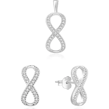 Náušnice AGATO Stylová stříbrná souprava šperků nekonečno AGSET263L