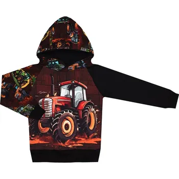 Mikina s kapucí - Traktor červený Velikost: 86