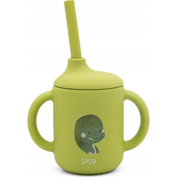 Silikonový hrneček s brčkem pro děti Dinosaurus SASSI