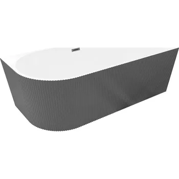 Vana MEXEN SILO VOLNĚ STOJÍCÍ VANA PRAVÁ 150X75 BÍLÁ ŠEDÁ PŘEPAD GUN GRAY