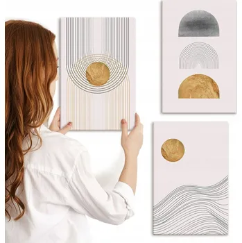 Obraz Sada obrazů Galerie: Abstraktní tvary béžová šedá 3x 20x30 cm