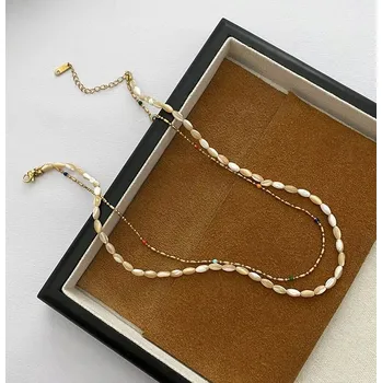 Náhrdelník Náhrdelník perleťová hmota ocel chirurgická spodní řetízek zlatý 316L