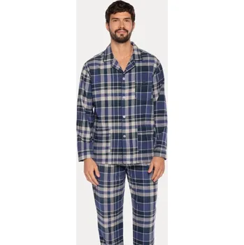 Pánské pyžamo GUASCH Pánské pyžamo MANUEL, Tmavě modrá, V dárkovém boxu, Bavlna 100%, Dlouhý rukáv - vel. M