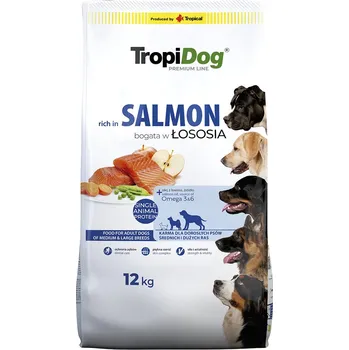 Krmivo pro psa 2x12kg Tropidog Premium Adult Medium & Large s lososem - výhodné balení