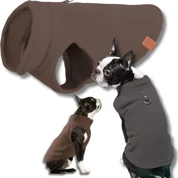 Obleček pro psa Fleeceová vesta pro psa WARMZY teplá zimní vesta s úchytem na vodítko hnědá L