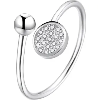 Šperk AGATO Elegantní otevřený prsten se zirkony AGT-R37W Velikost: 58-62 (1,2 g)