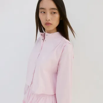 Dámský kabát Reserved - Zkrácená bavlněná bunda - pastelově růžová - 233FT-03X - 233FT-03X-S