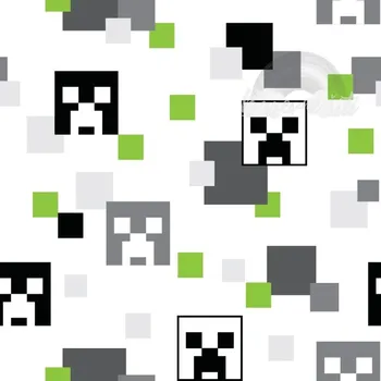 Teplákovina Creeper Minecraft bílá (E) (Kvalitní teplákovina Bella)
