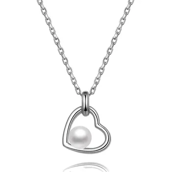 Náhrdelník AGATO Něžný stříbrný náhrdelník se srdíčkem a perlou AGS1230/47P