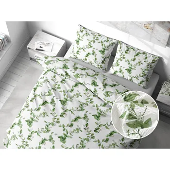Povlečení Ložní povlečení krepové Stanex eukalyptus (LS392), 140 x 200 + 90 x 70, Knoflíkové