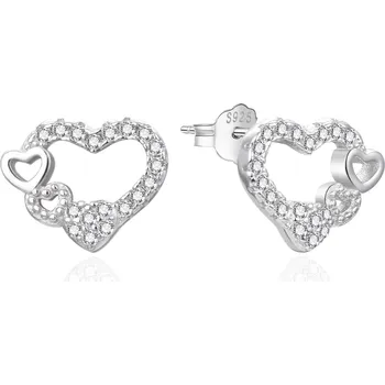 Náušnice AGATO Stříbrné srdíčkové náušnice s čirými zirkony AGT-E236PW