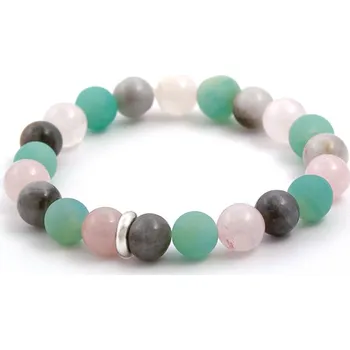 Náramek AGATO Minerální korálkový náramek z růženínu, amazonitu a labradoritu MINK10/17