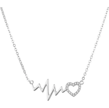 Náhrdelník AGATO Stylový stříbrný náhrdelník s motivem EKG křivky AGT-N015W