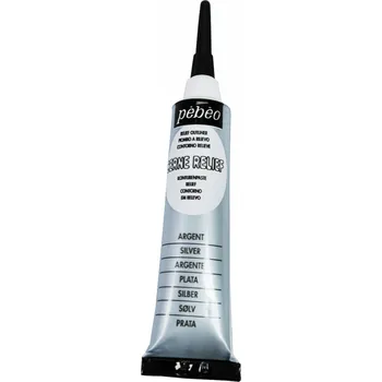 Speciální výtvarná barva Kontura na sklo Pébéo Vitrail 20 ml – Silver
