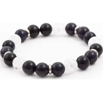 Náramek AGATO Minerální korálkový náramek z avanturínu a praskaného křišťálu MINK27/17