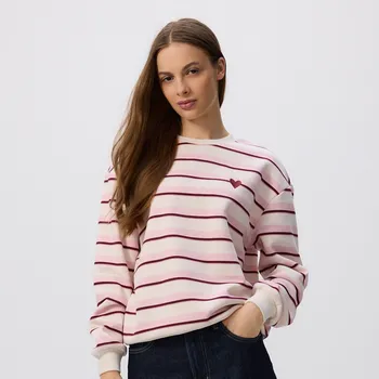 Dámská mikina Reserved - Mikina s kapucí a drobnou výšivkou - pastelově růžová - 672GA-03X - 672GA-03X-L