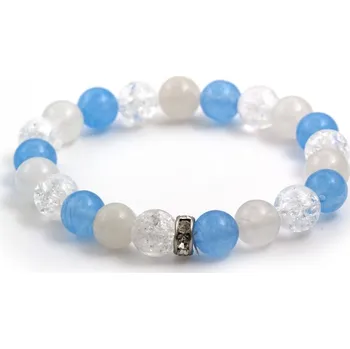 Náramek AGATO Minerální korálkový náramek z jadeitu a křišťálu MINK15/17