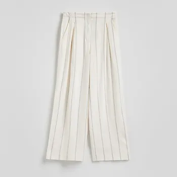 Reserved - Lněné kalhoty se širokými nohavicemi - vícebarevná - YT214-MLC - YT214-MLC-XXL