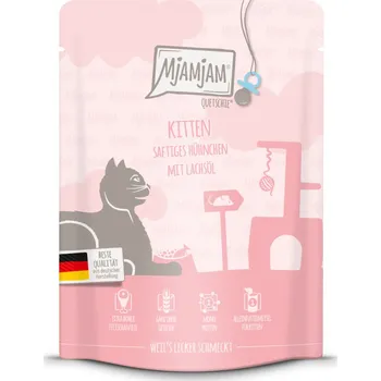 Krmivo pro kočku 24x300g MjAMjAM Quetschie - Kitten kuřecí s lososovým olejem