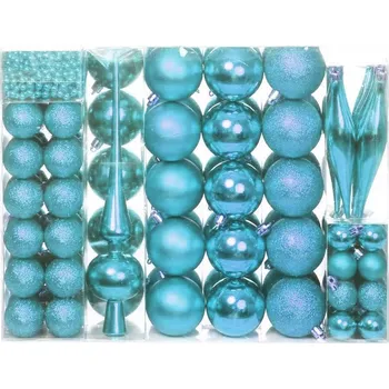 Vánoční dekorace 112 ks-ová sada vánočních ozdob ve více barvách - tyrkysová