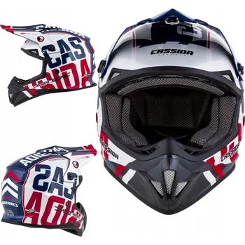 Helma na motorku Motocyklová Přilba Cross Quad Cassida s Karbonovým Filtrem + Brýle Vícebarevné XXL