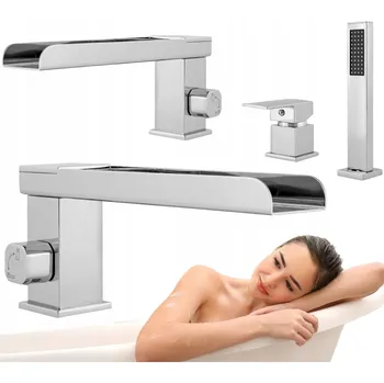 Vodovodní baterie Dvoukohoutková vanová a sprchová baterie na okraj vany Silla Premium, stříbrná