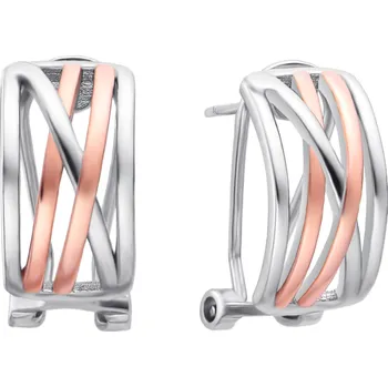 Náušnice AGATO Půvabné stříbrné náušnice v provedení bicolor AGT-E123KK-2T