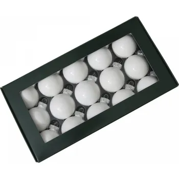 Vánoce Sada vánočních skleněných baněk 4 cm, bílý opál, 15 ks