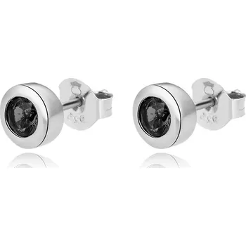 Náušnice AGATO Stříbrné náušnice pecky s černými zirkony AGUP2259-BLACK
