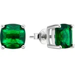 AGATO Minimalistické stříbrné náušnice se zelenými zirkony AGT-E247PGR