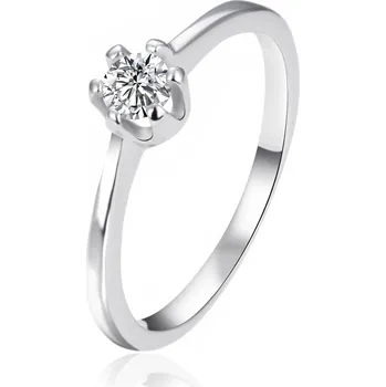 Prsten AGATO Zásnubní stříbrný prsten se zirkonem AGT-R02W Velikost: 58 (1,84 g)