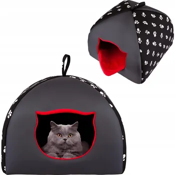 Pelíšek pro kočku Hobbydog bouda pro pro kočky černá 49 cm x 49 cm x 40 cm