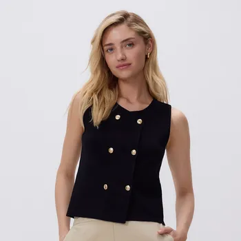 Dámský kabát Reserved - Vesta z viskózové směsi - černý - VJ319-99X - VJ319-99X-XL