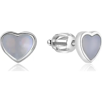 Náušnice AGATO Stříbrné srdíčkové náušnice s perletí AGUP1653S