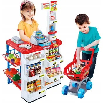 Hra na obchod Zámecký supermarket - sada s pokladnou a nákupním vozíkem