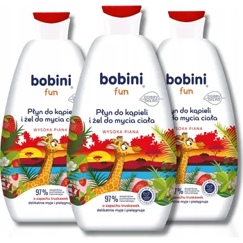 Koupelová pěna BOBINI pěna do koupele a Mycí Gel 2v1 pro Děti Maxi Pěna Žirafa 500ml x3